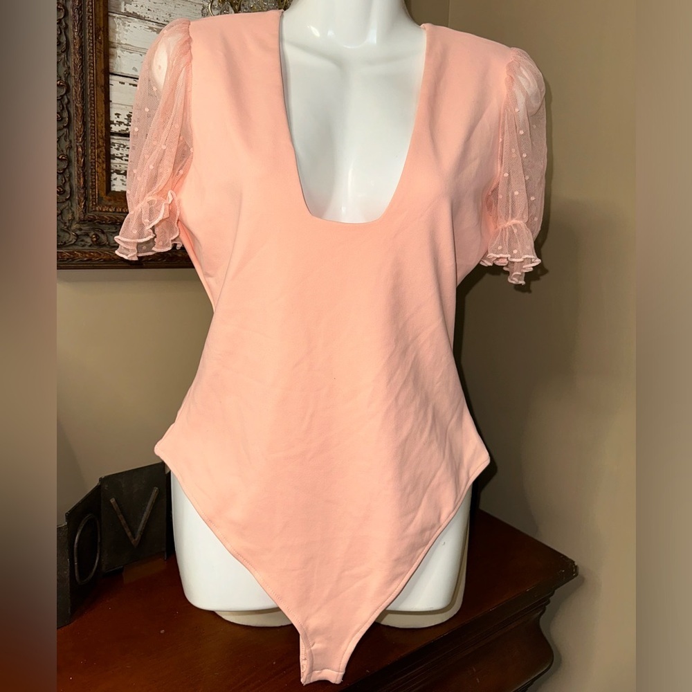 NWOT Intimately by FP Elegant Peach Puff Sleeve Bodysuit